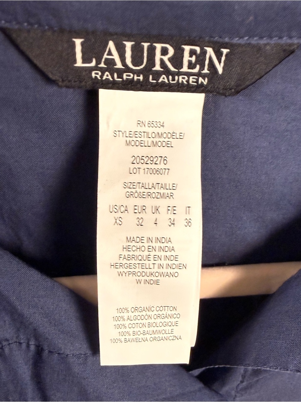 Lauren Ralph Lauren Logo Embroidered Shirt Swim Cover-Up in Navy Size XS - Picture 6 of 8
